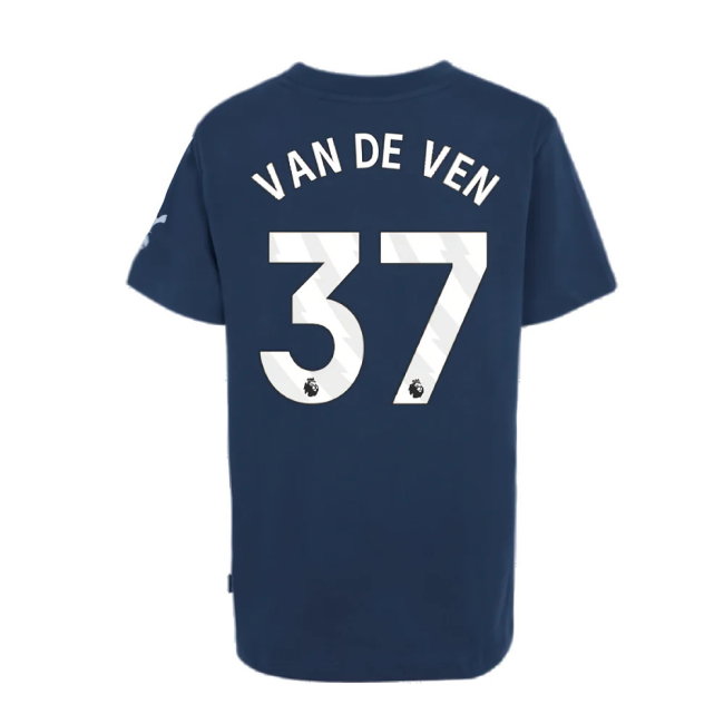 2024-2025 Tottenham Hotspur Just Do It T-Shirt (Navy) - Kids (Van De Ven 37)-SoccerKits Hub | Buy Soccer Jerseys Online